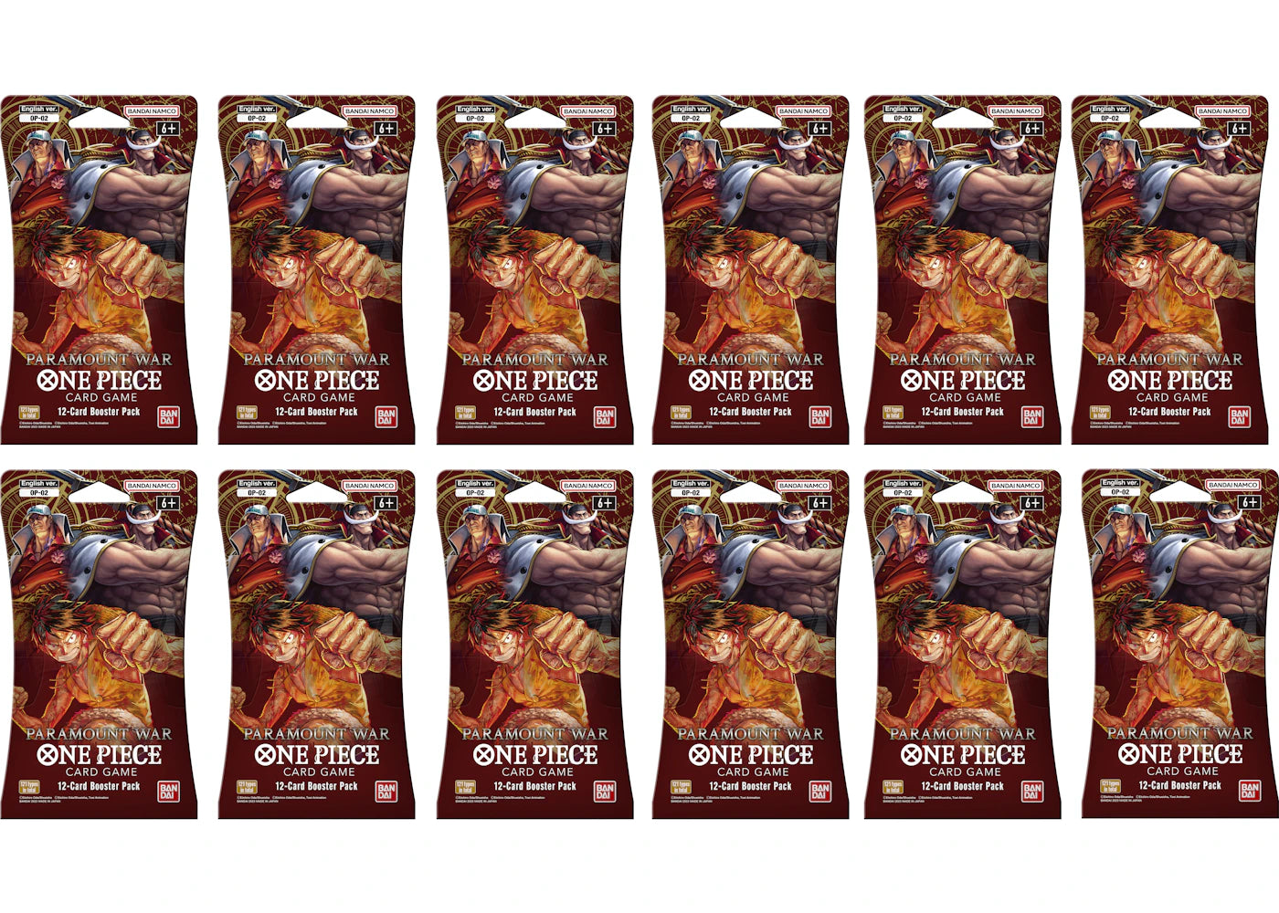 2023 Bandai One Piece Card Game Paramount War Booster Pack (OP-02) (English) 12x Lot