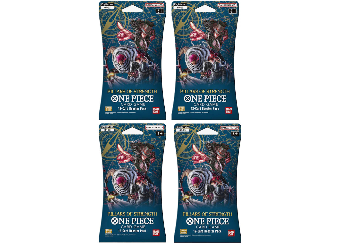 2023 Bandai One Piece Card Game Pillars of Strength Booster Pack (OP-03) (English) 4x Lot
