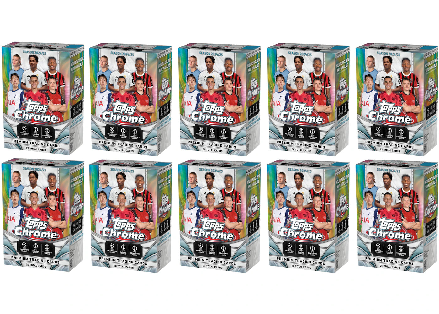 2024-25 Topps Chrome UEFA Club Competitions Value Box 10x Lot