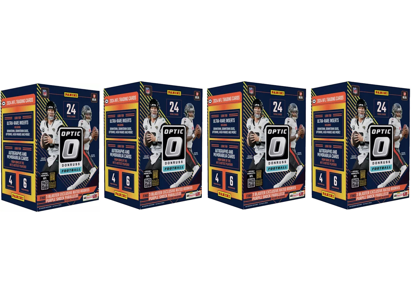 2024 Panini Donruss Optic Football Blaster Box (Purple Shock Parallels) 4x Lot
