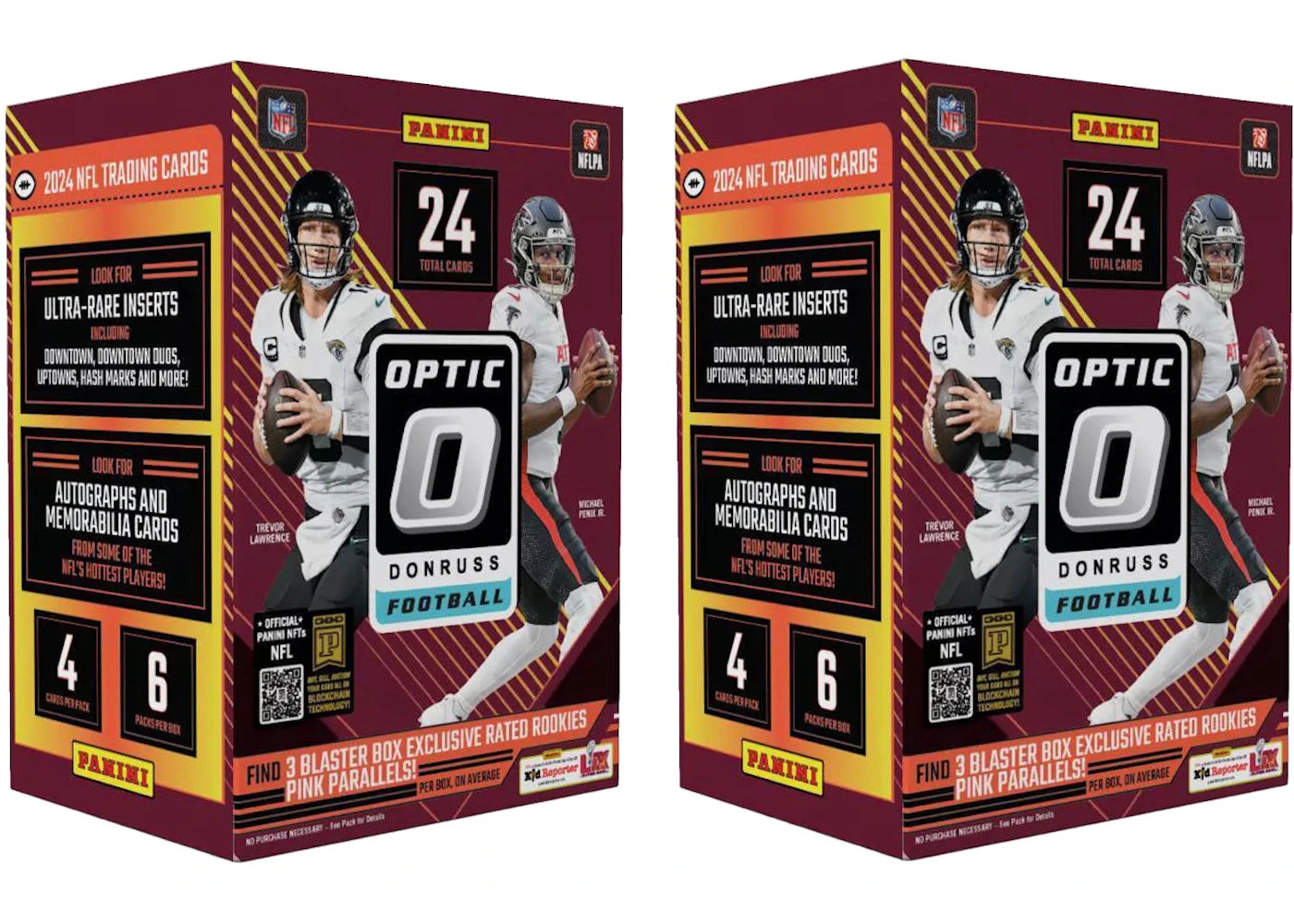 2024 Panini Optic Donruss NFL Football Blaster Box 2x Lot (Pink Parallels)