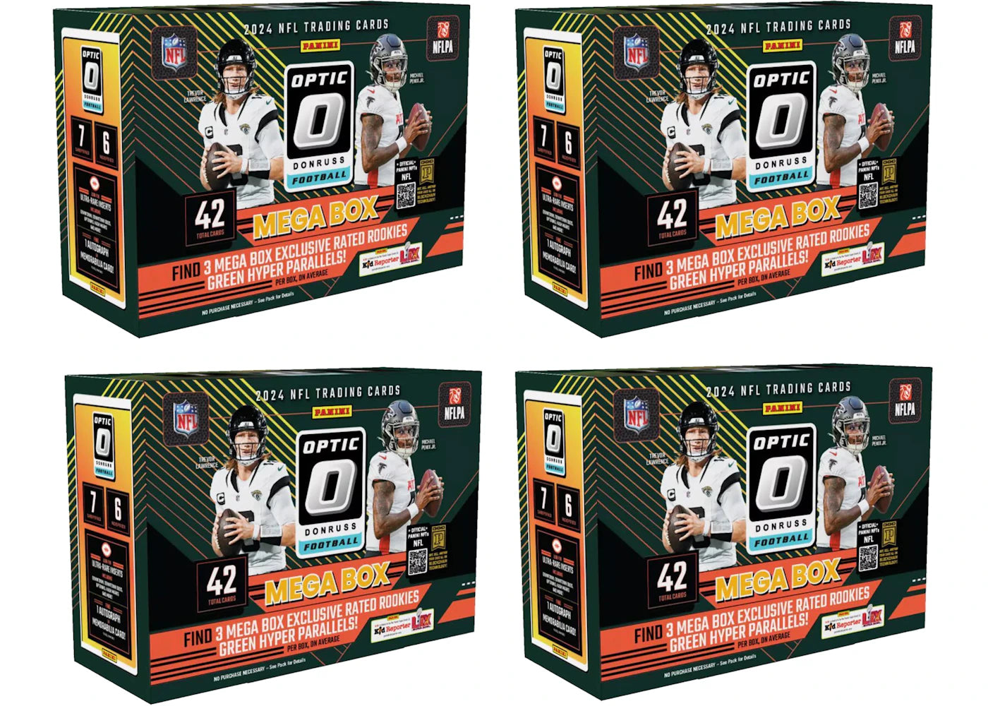 2024 Panini Optic Donruss NFL Football Mega Box 4x Lot (Green Hyper Parallel)
