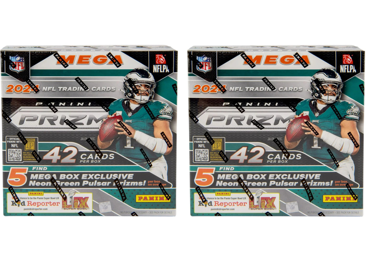 2024 Panini Prizm NFL Mega Box (Neon Green Pulsar Prizms) 2x Lot