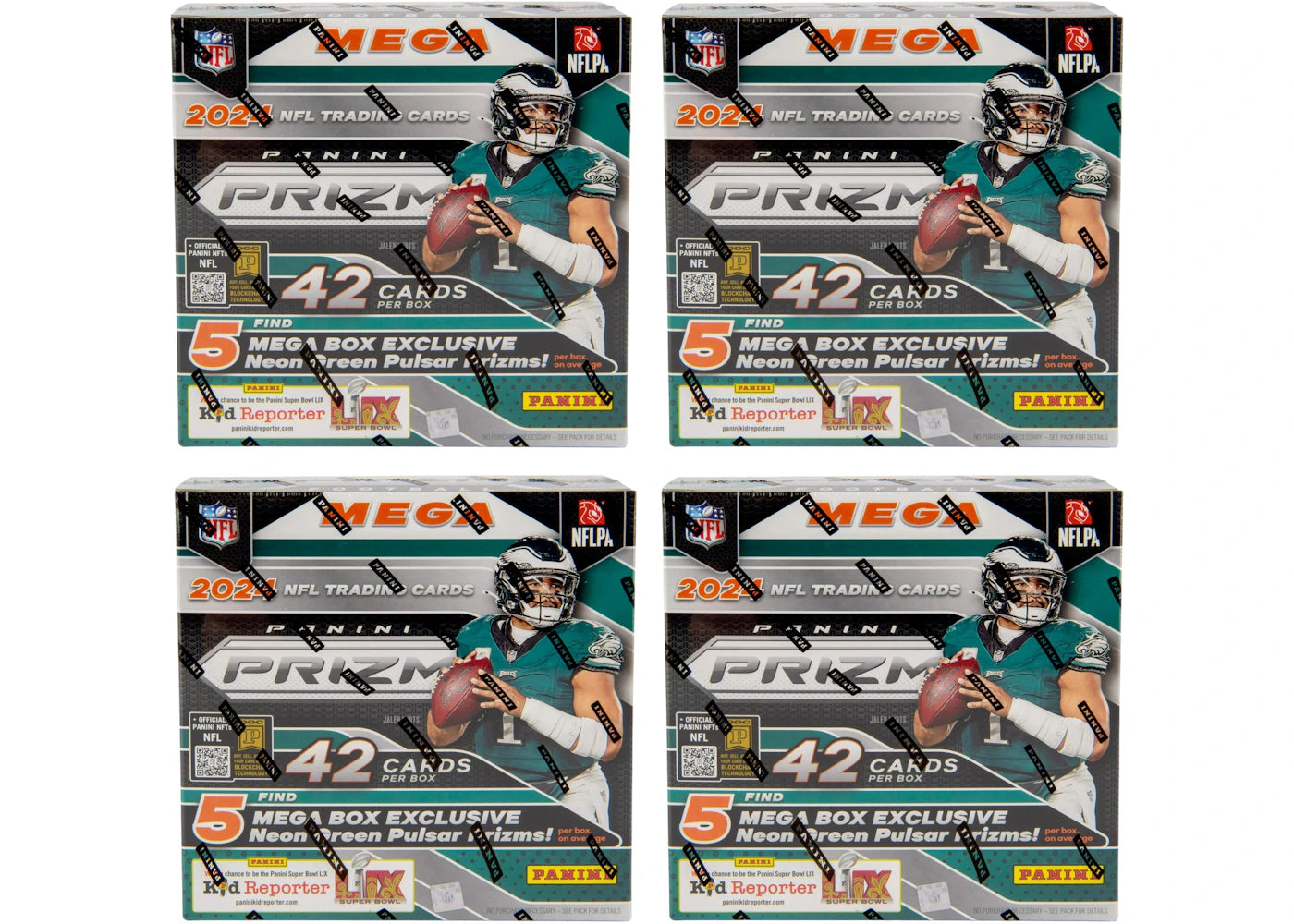 2024 Panini Prizm NFL Mega Box (Neon Green Pulsar Prizms) 4x Lot
