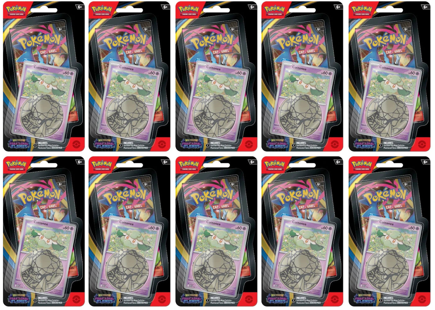 2025 Pokémon Mega Evolution Phantasmal Flames Cottonee Blister Pack 10x Lot