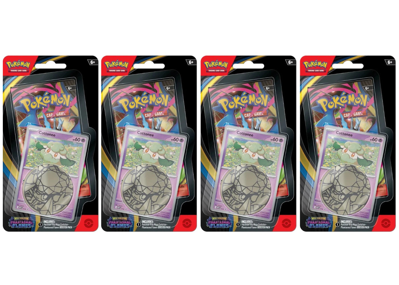 2025 Pokémon Mega Evolution Phantasmal Flames Cottonee Blister Pack 4x Lot