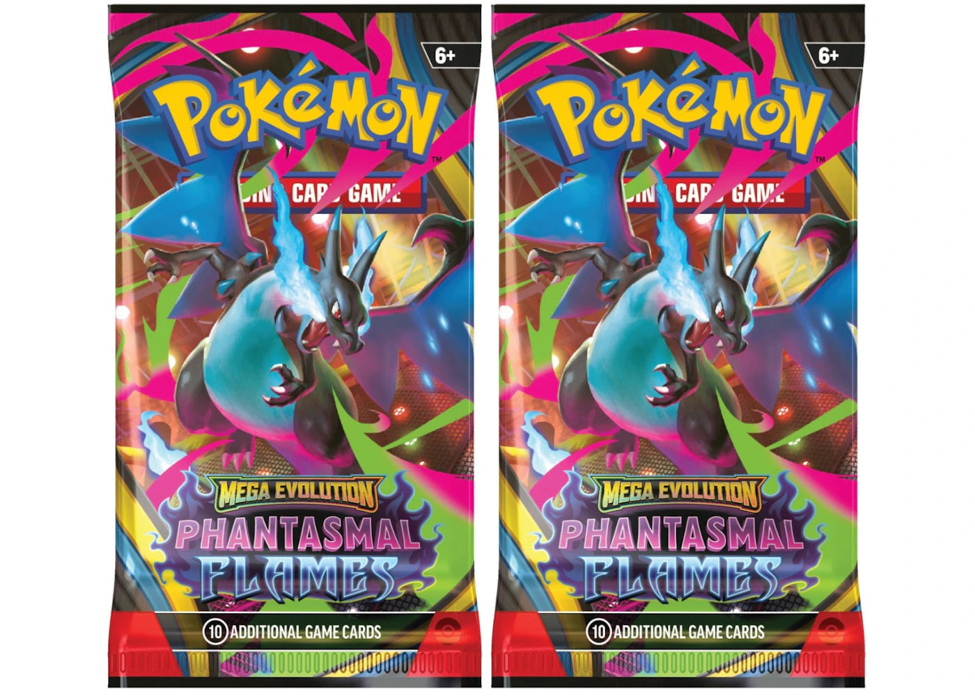 2025 Pokémon Mega Evolution Phantasmal Flames Mega Charizard X Booster Pack 2x Lot