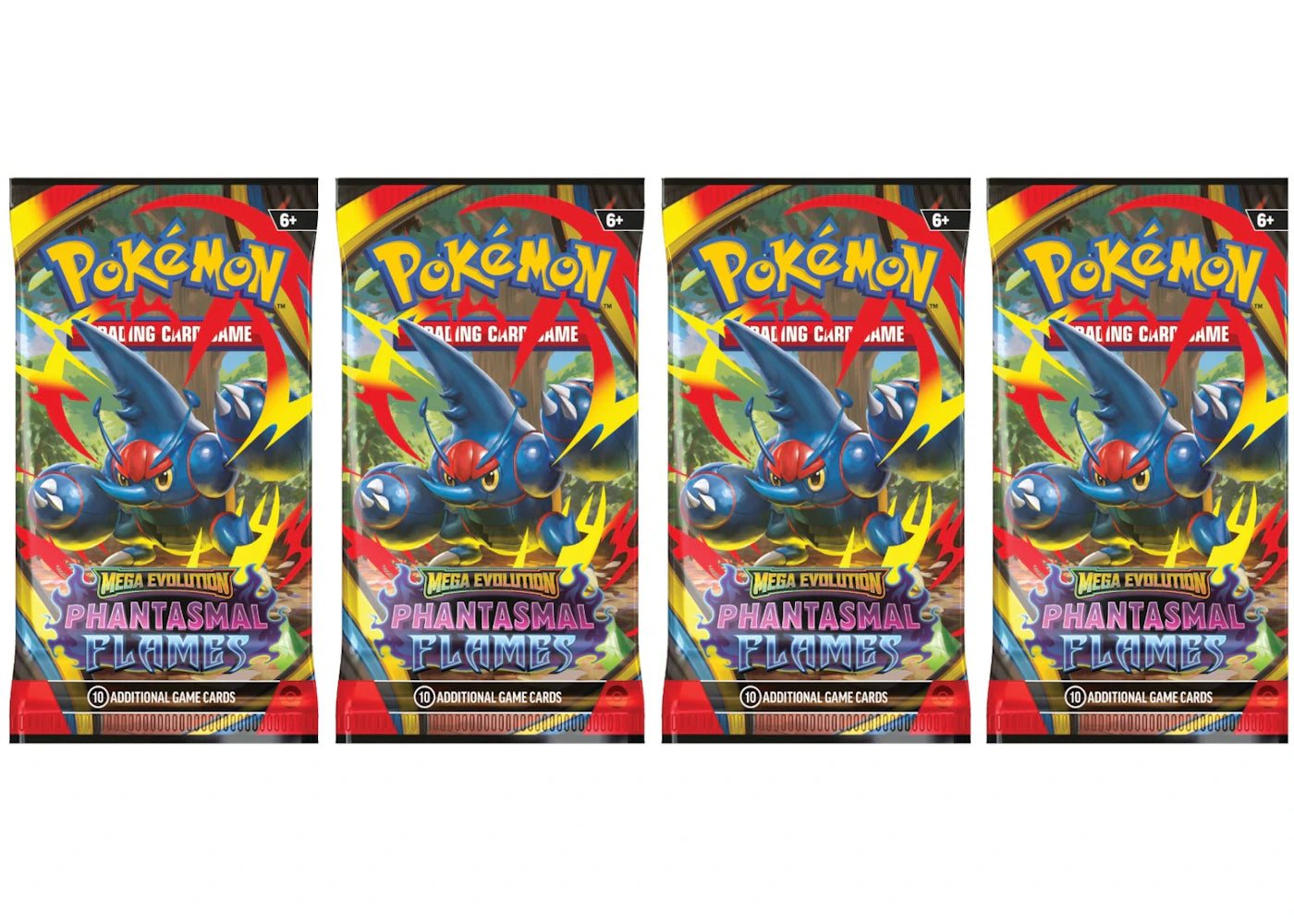 2025 Pokémon Mega Evolution Phantasmal Flames Mega Heracross Booster Pack 4x Lot
