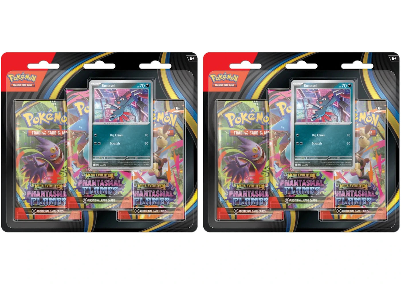2025 Pokémon Mega Evolution Phantasmal Flames Sneasel 3Pk Booster Blister 2x Lot