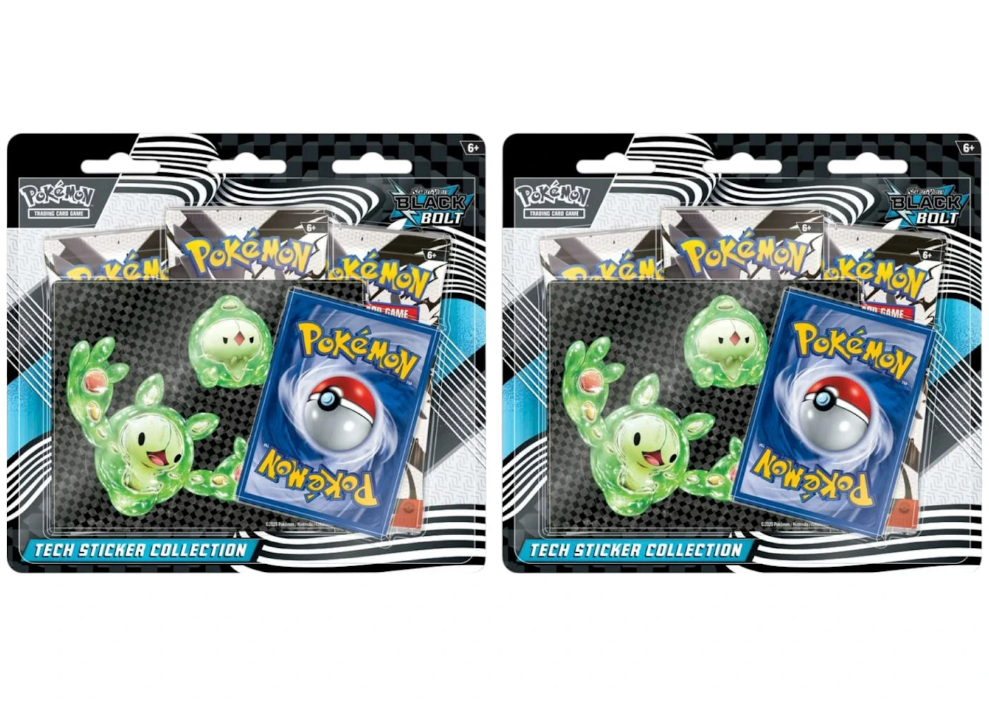 2025 Pokémon Scarlet & Violet Black Bolt Tech Sticker Collection Blister Pack 2x Lot