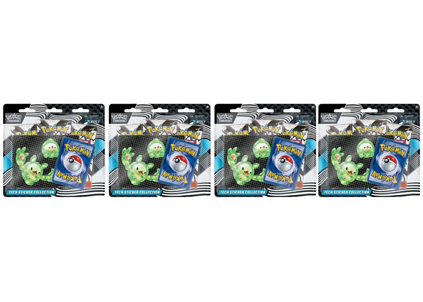 2025 Pokémon Scarlet & Violet Black Bolt Tech Sticker Collection Blister Pack 4x Lot