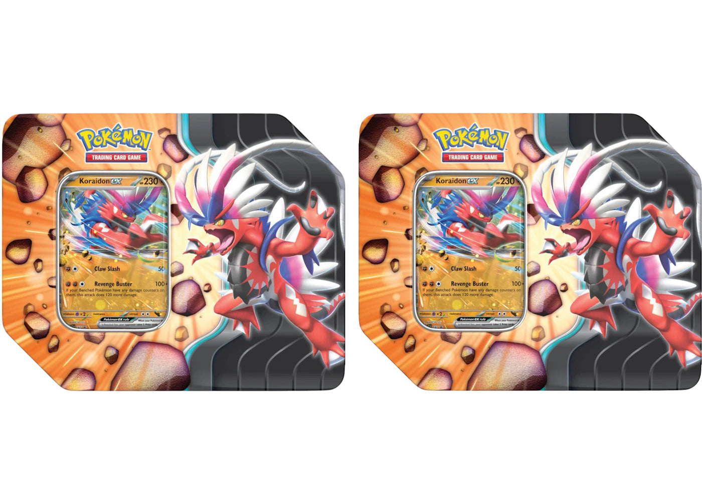 2025 Pokémon Scarlet & Violet Journey Together Koraidon EX Slahing Legends Tin 2x Lot