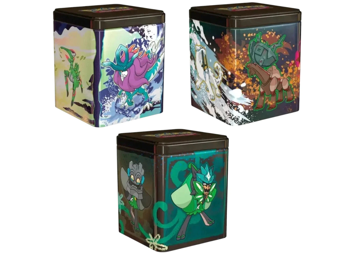 2025 Pokémon Scarlet & Violet Ogerpon/Paradox Pokemon/ Treasures of Ruin Stacking Tin 3x Lot