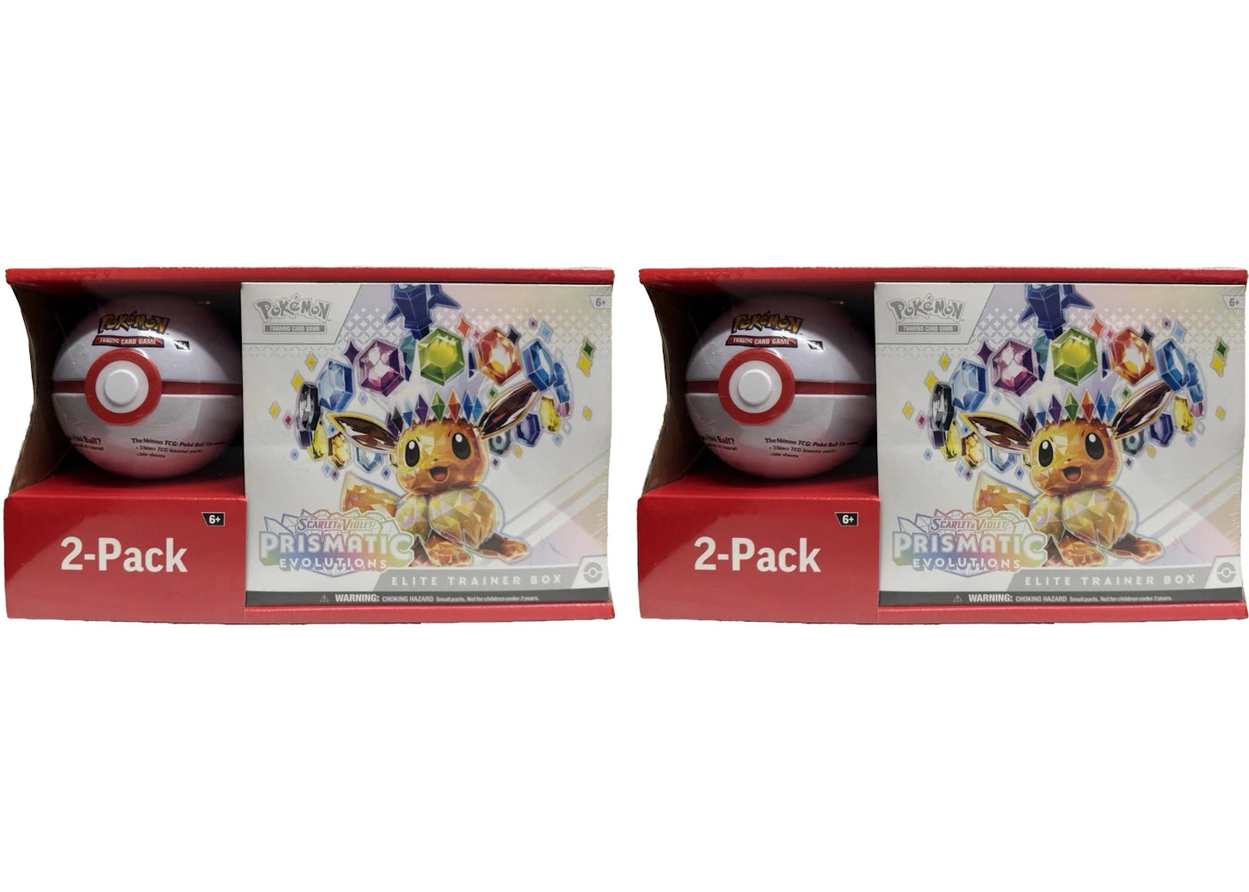 2025 Pokémon Scarlet & Violet Prismatic Evolutions Elite Trainer Box + Pokeball Sam's Club Bundle 2x Lot (Pokeball Color May Vary)