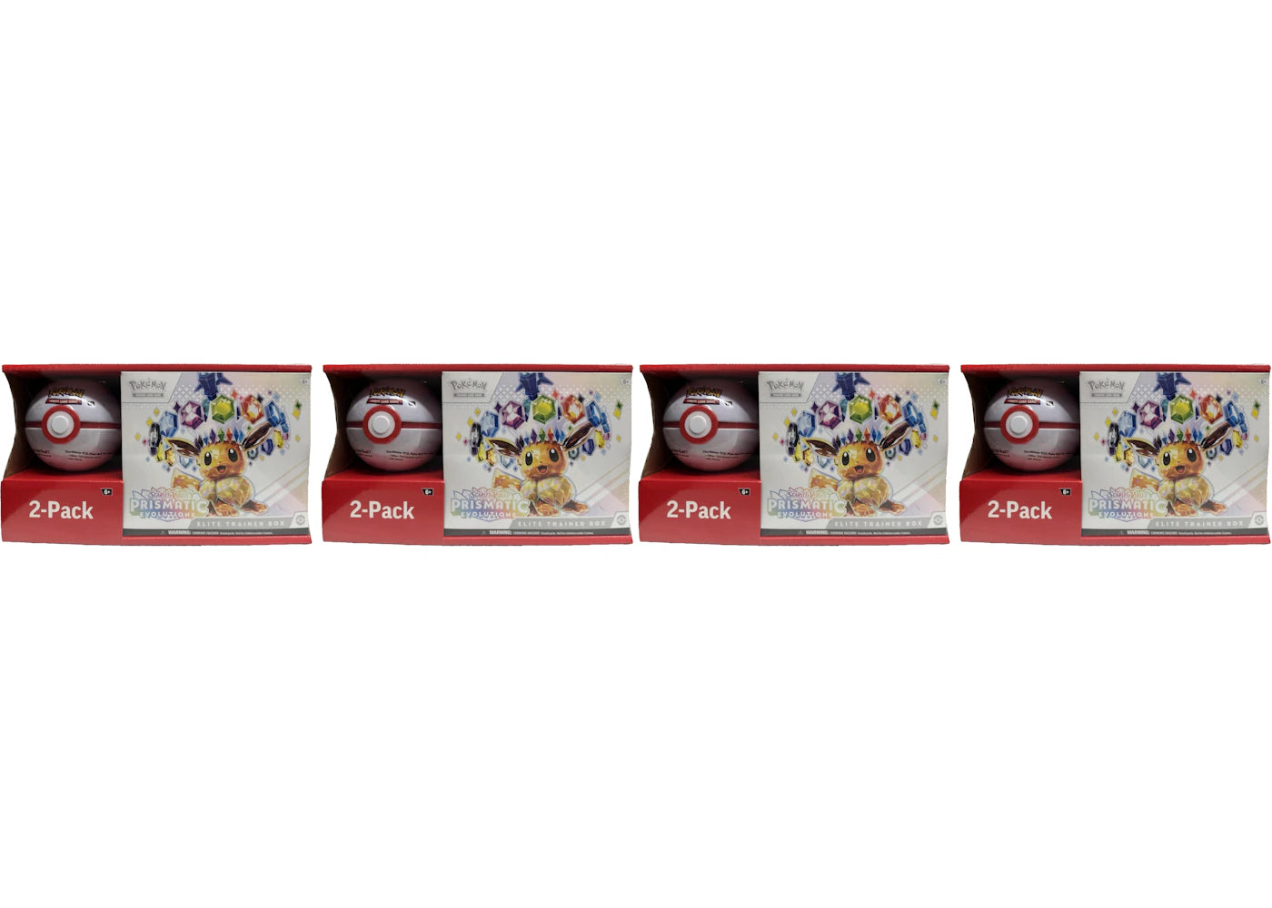 2025 Pokémon Scarlet & Violet Prismatic Evolutions Elite Trainer Box + Pokeball Sam's Club Bundle 4x Lot (Pokeball Color May Vary)