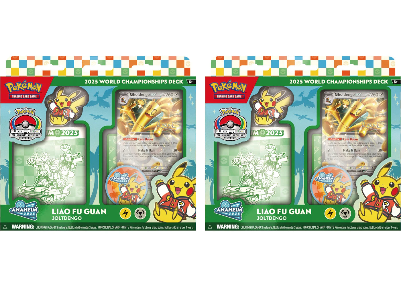 2025 Pokemon World Champion Deck Anaheim Liao Fu Guan Gholdengo Box 2x Lot