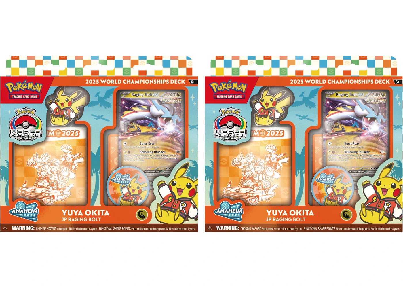 2025 Pokemon World Champion Deck Anaheim Yuya Okita Raging Bolt ex Box 2x Lot