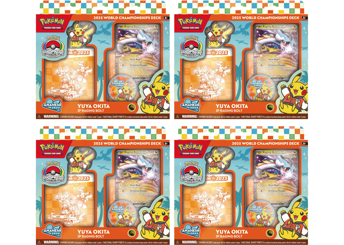 2025 Pokemon World Champion Deck Anaheim Yuya Okita Raging Bolt ex Box 4x Lot