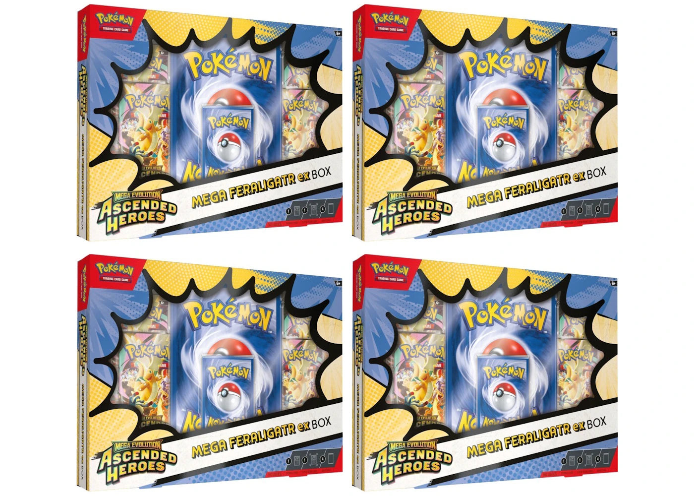 2026 Pokemon Mega Evolution Ascended Heroes Mega Feraligatr ex Box 4x Lot