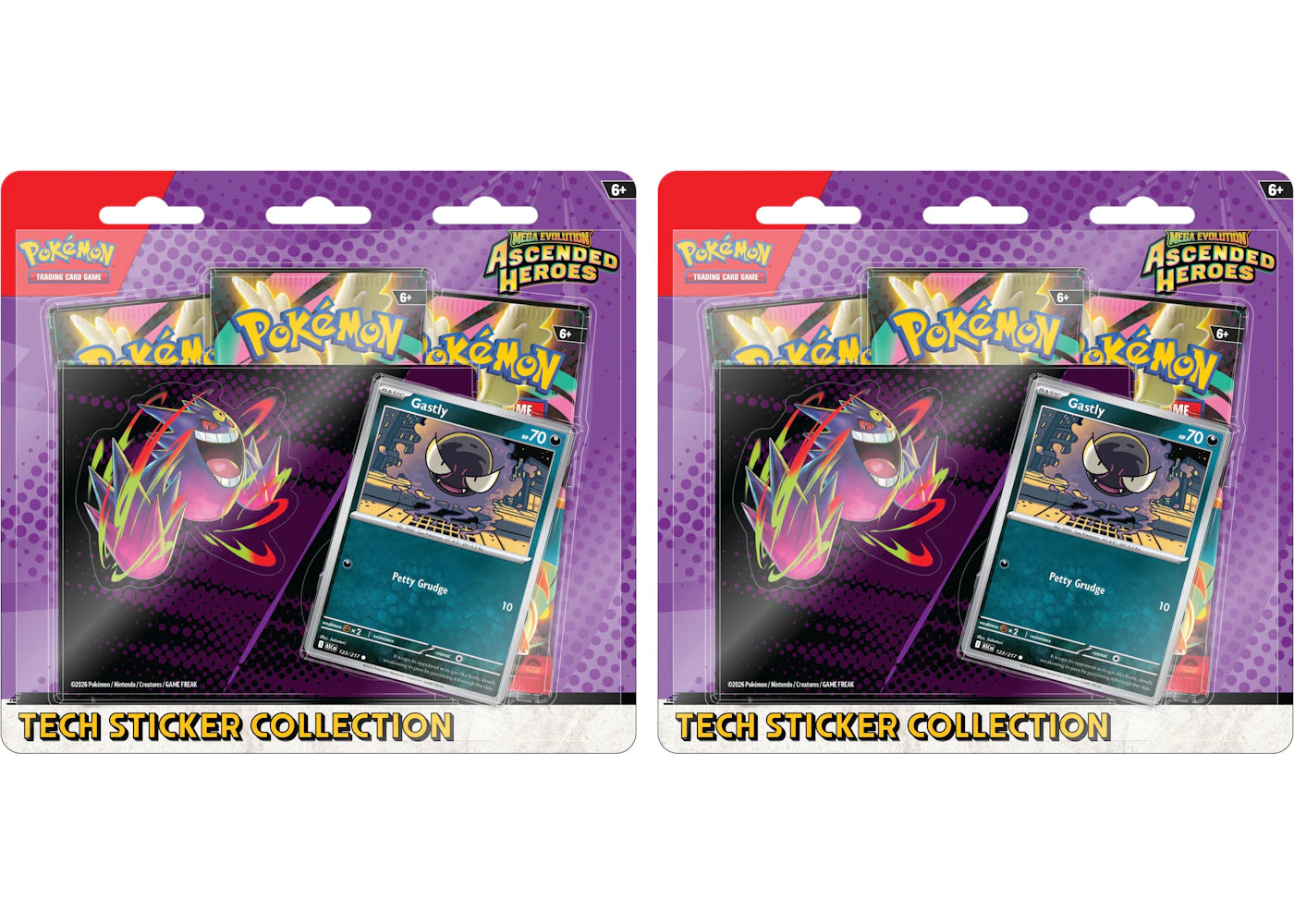 2026 Pokémon Mega Evolution Ascended Heroes Gastly Tech Sticker Collection 2x Lot