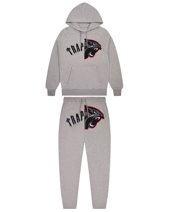 Trapstar Arch Shooters Hoodie Tracksuit - Grey/ Red