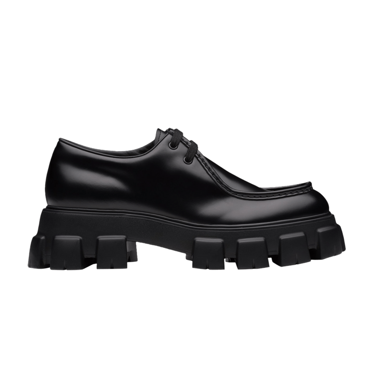 Prada Monolith Lace-Up Shoe Black Brushed Leather
