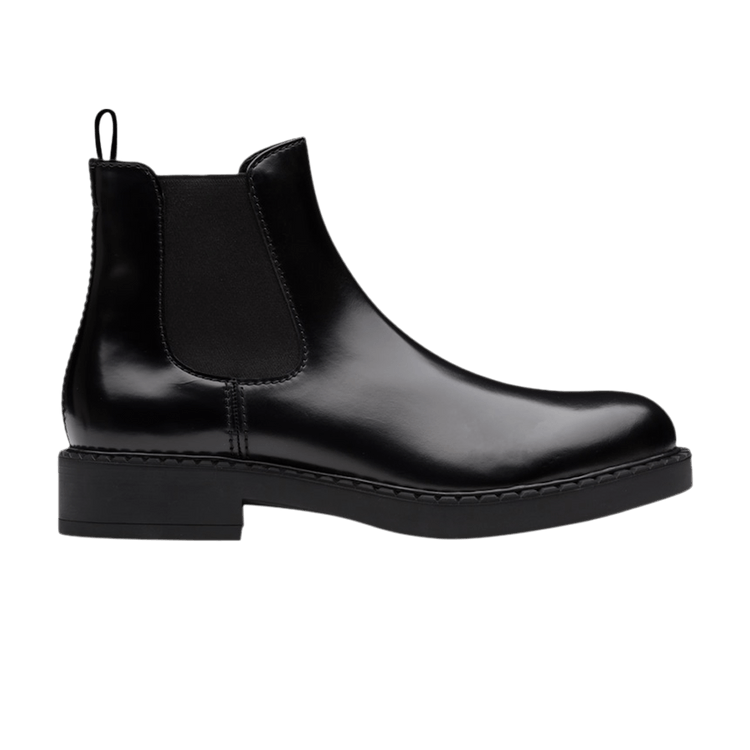 Prada Brushed Calf Leather Chelsea Boot Black