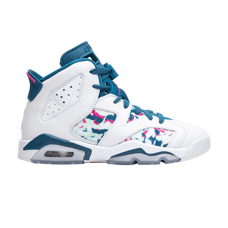 Jordan 6 Retro White Laser Fuchsia Green Abyss (GS)
