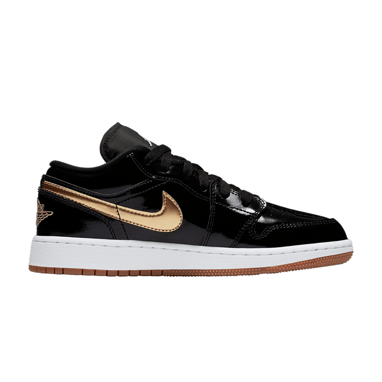 Jordan 1 Retro Low Black Gold Patent (GS)