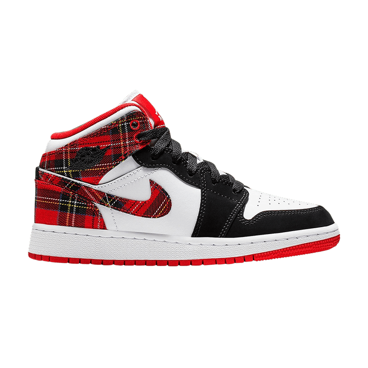 Jordan 1 Mid White Plaid (GS)