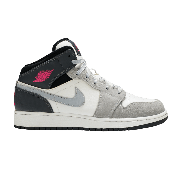 Jordan 1 Mid White Grey Hyper Pink (GS)