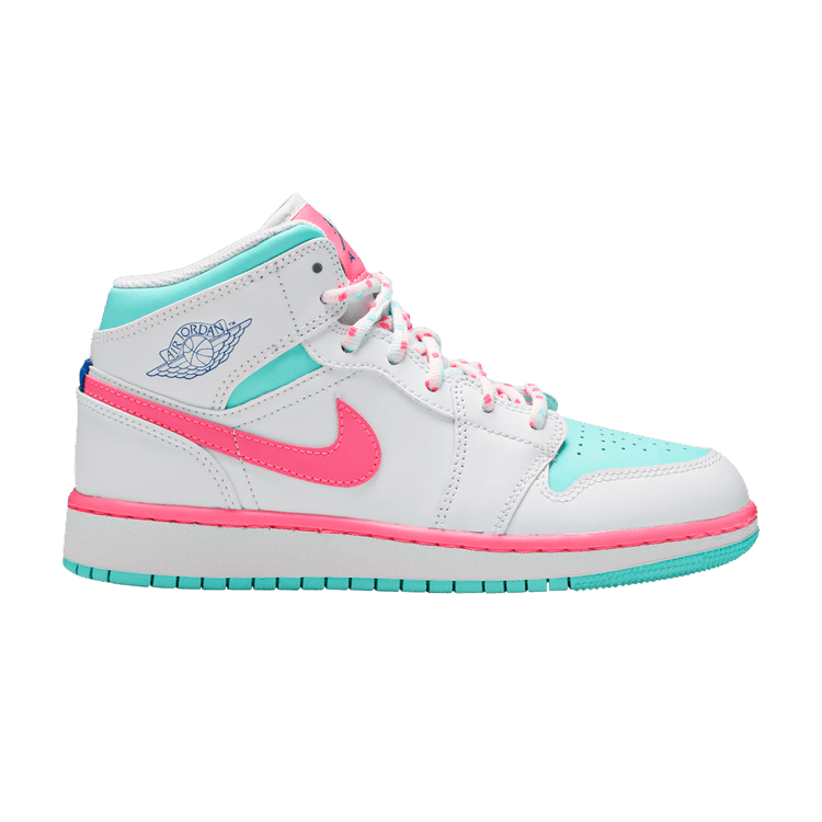 Jordan 1 Mid White Pink Green Soar (GS)