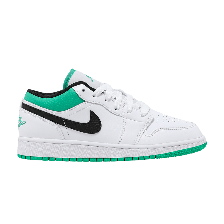 Jordan 1 Low White Lucky Green Tumbled Leather (GS)
