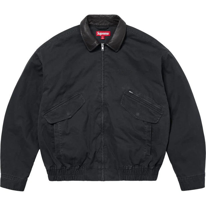 Supreme Leather Collar Utility Jacket - Black