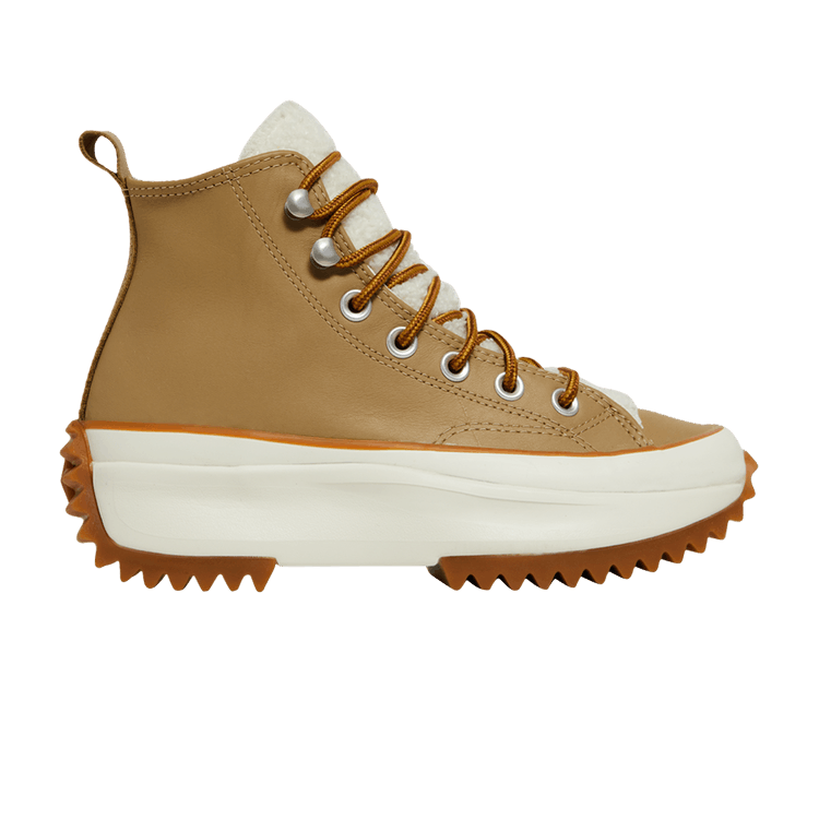 Converse Run Star Hike Hi Platform Sherpa Leather Nomad Khaki Egret Wheat (Women's)