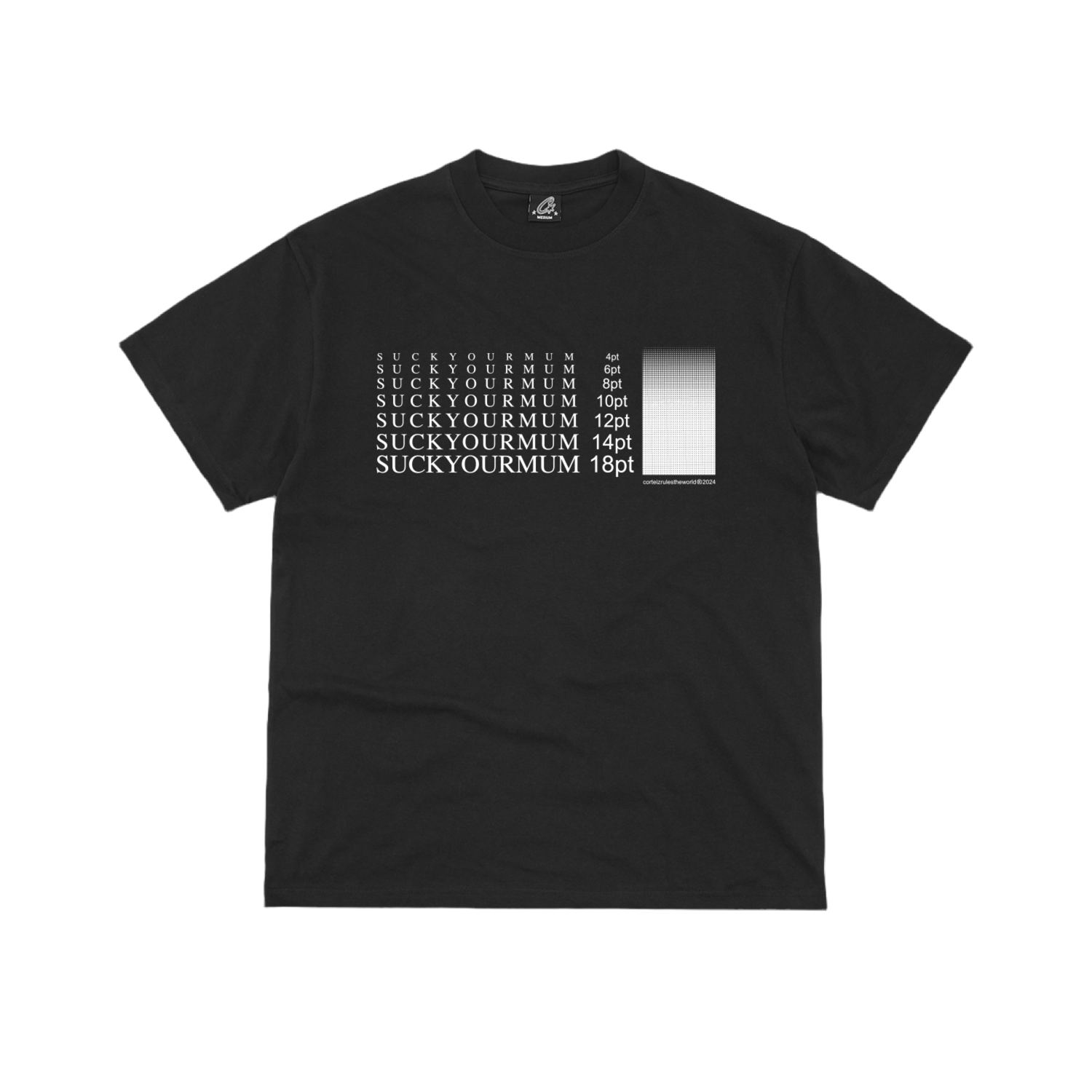 Corteiz Times New Roman Tee Black