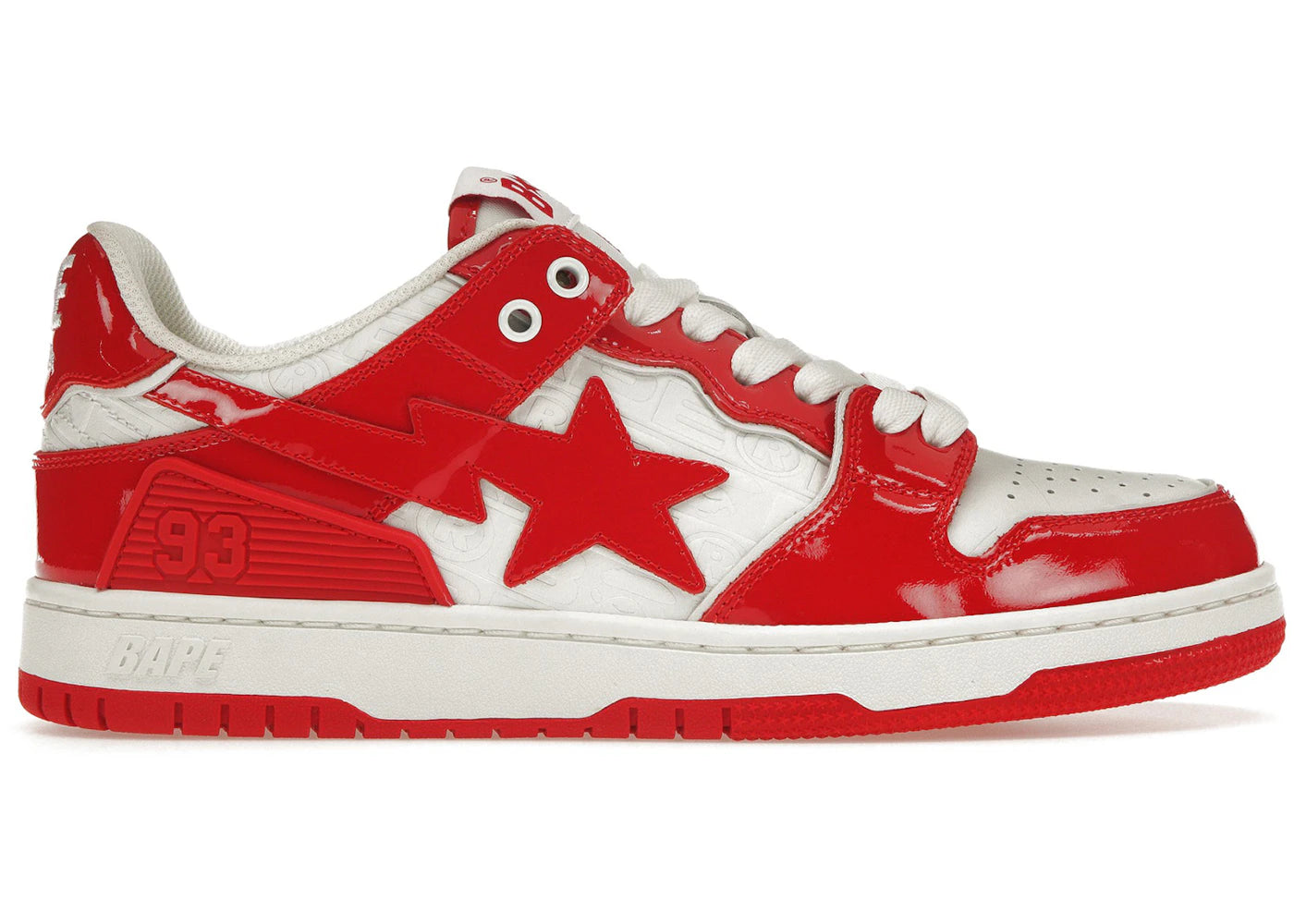 A Bathing Ape Bape SK8 Sta Red White Patent