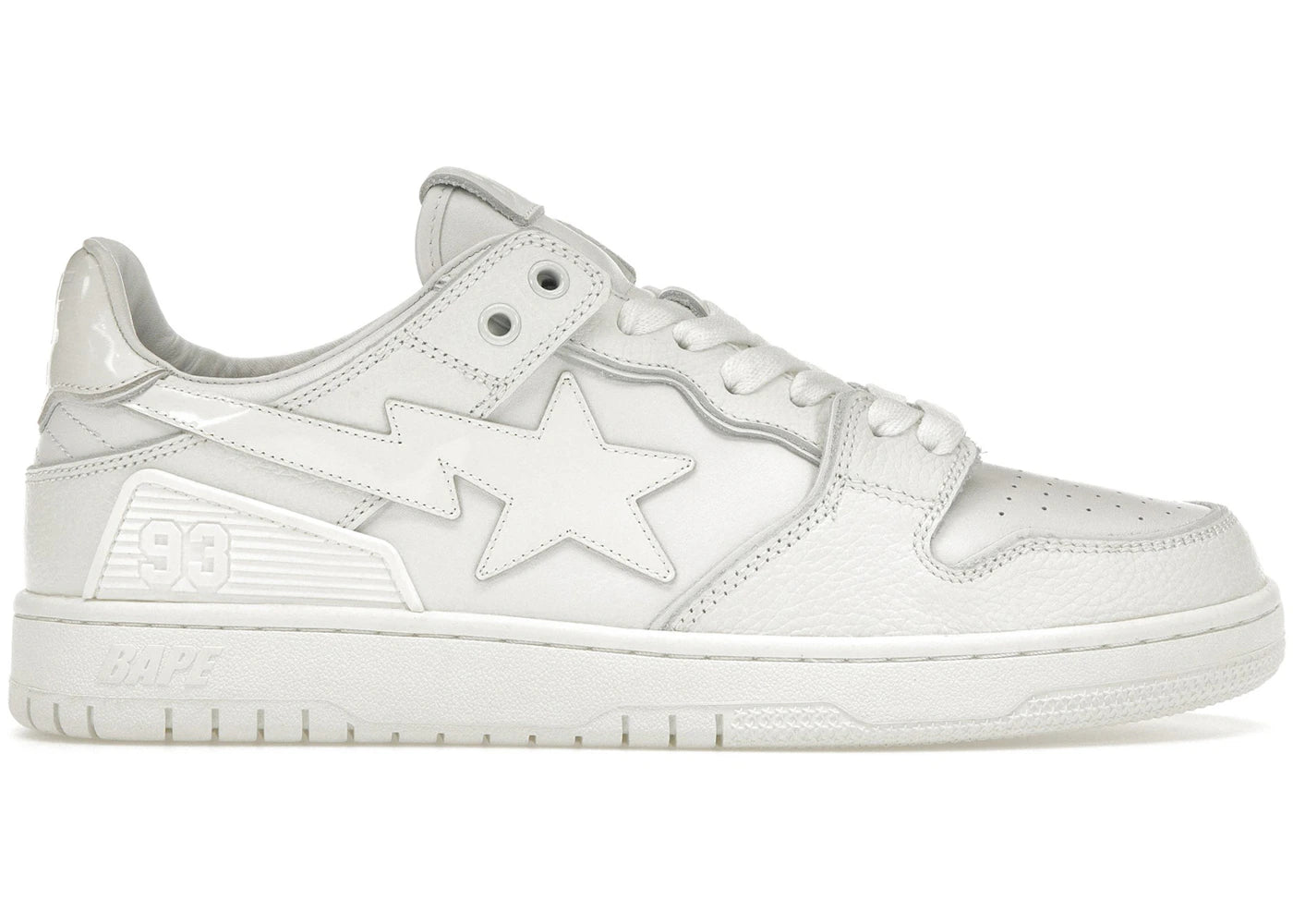 A Bathing Ape Bape SK8 Sta Triple White Patent Leather Sta Logo