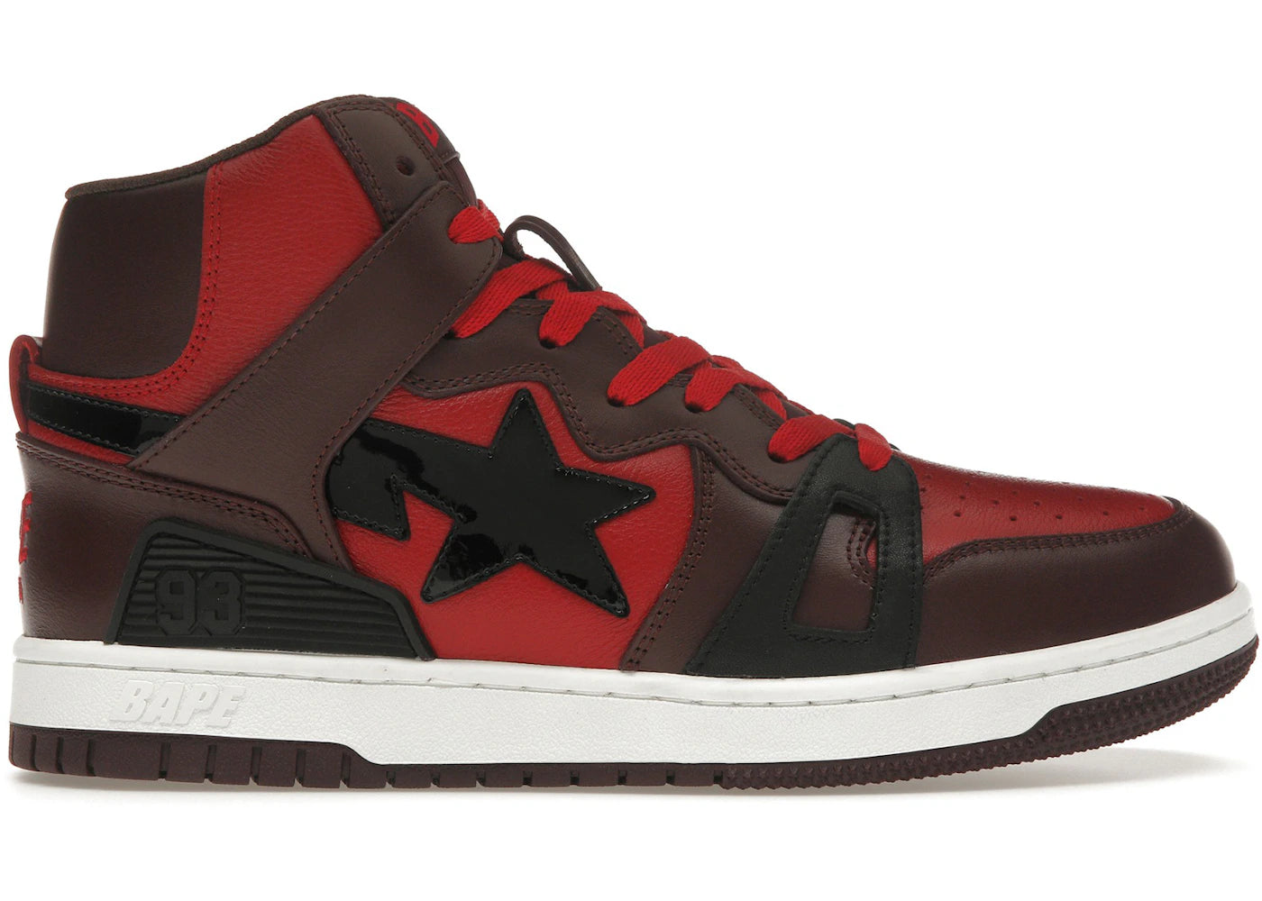 A Bathing Ape Bape Sta 93 Hi Red Burgundy