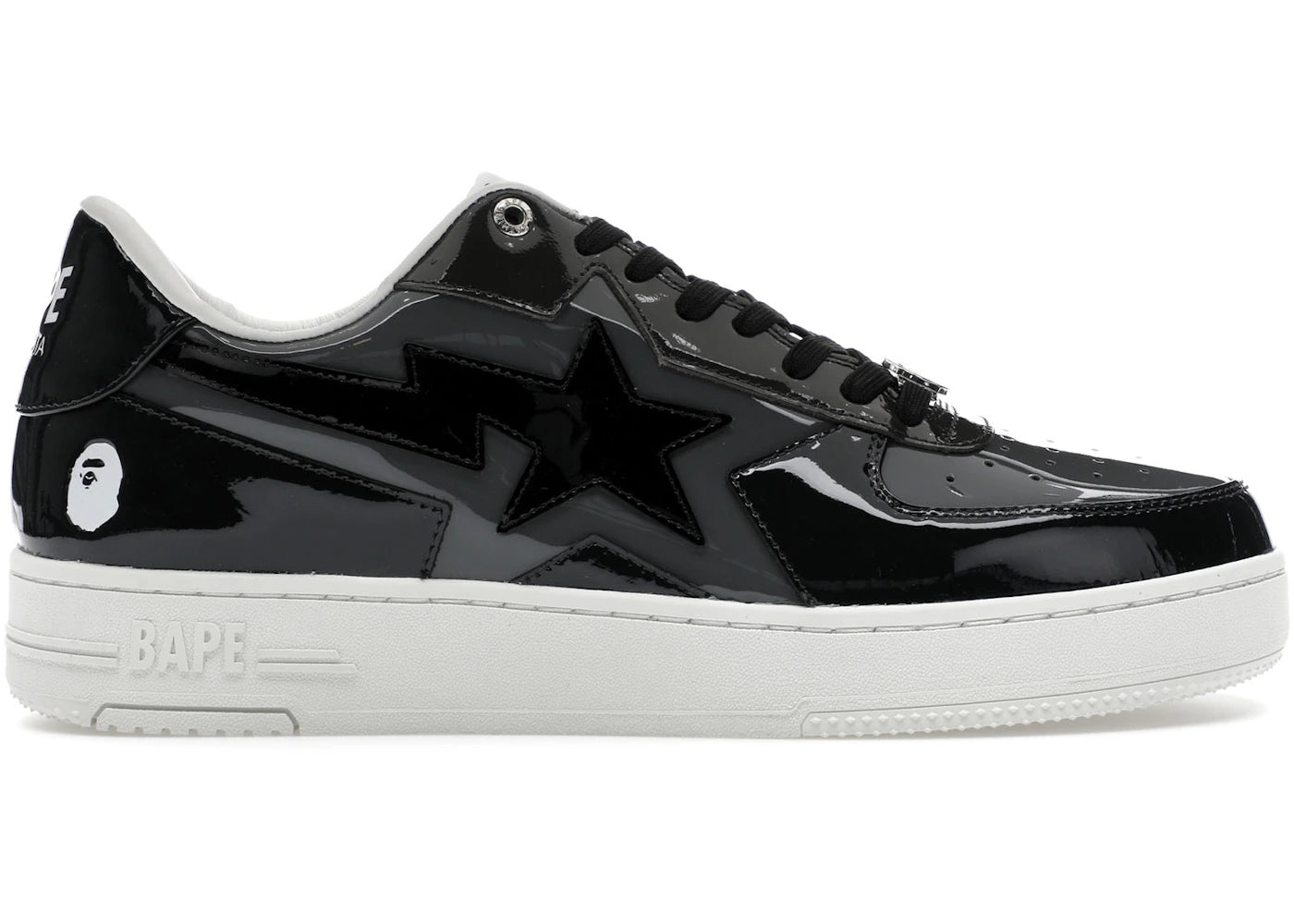 A Bathing Ape Bape Sta Icon Low Black Grey Patent