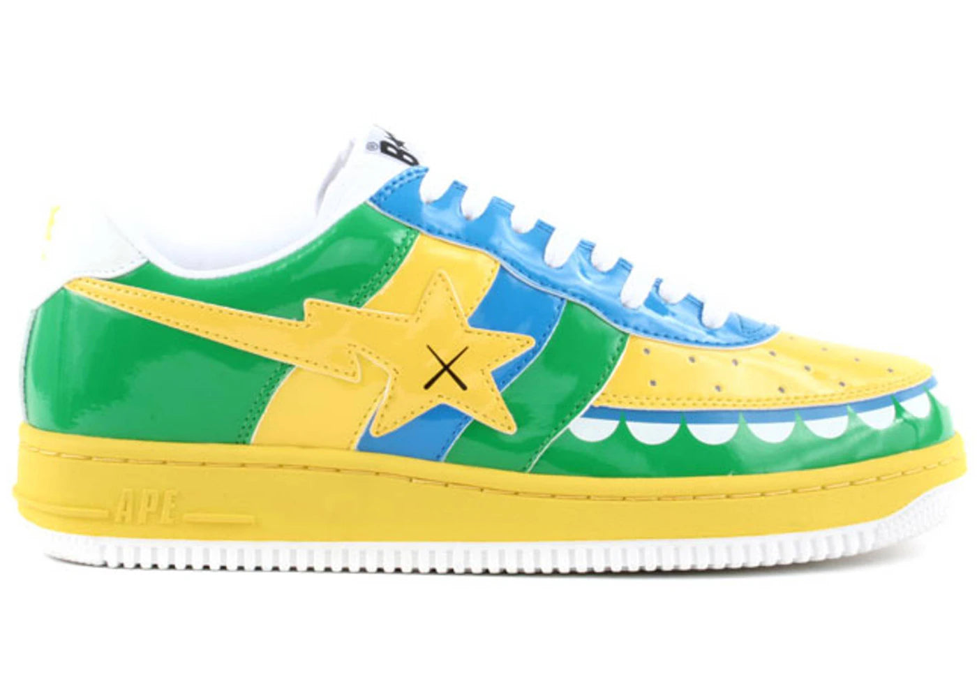 A Bathing Ape Bape Sta Low KAWS Chompers Yellow Blue