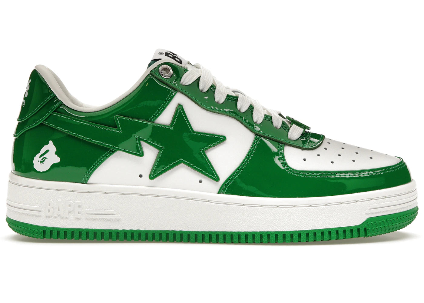 A Bathing Ape Bape Sta Patent Leather Green White