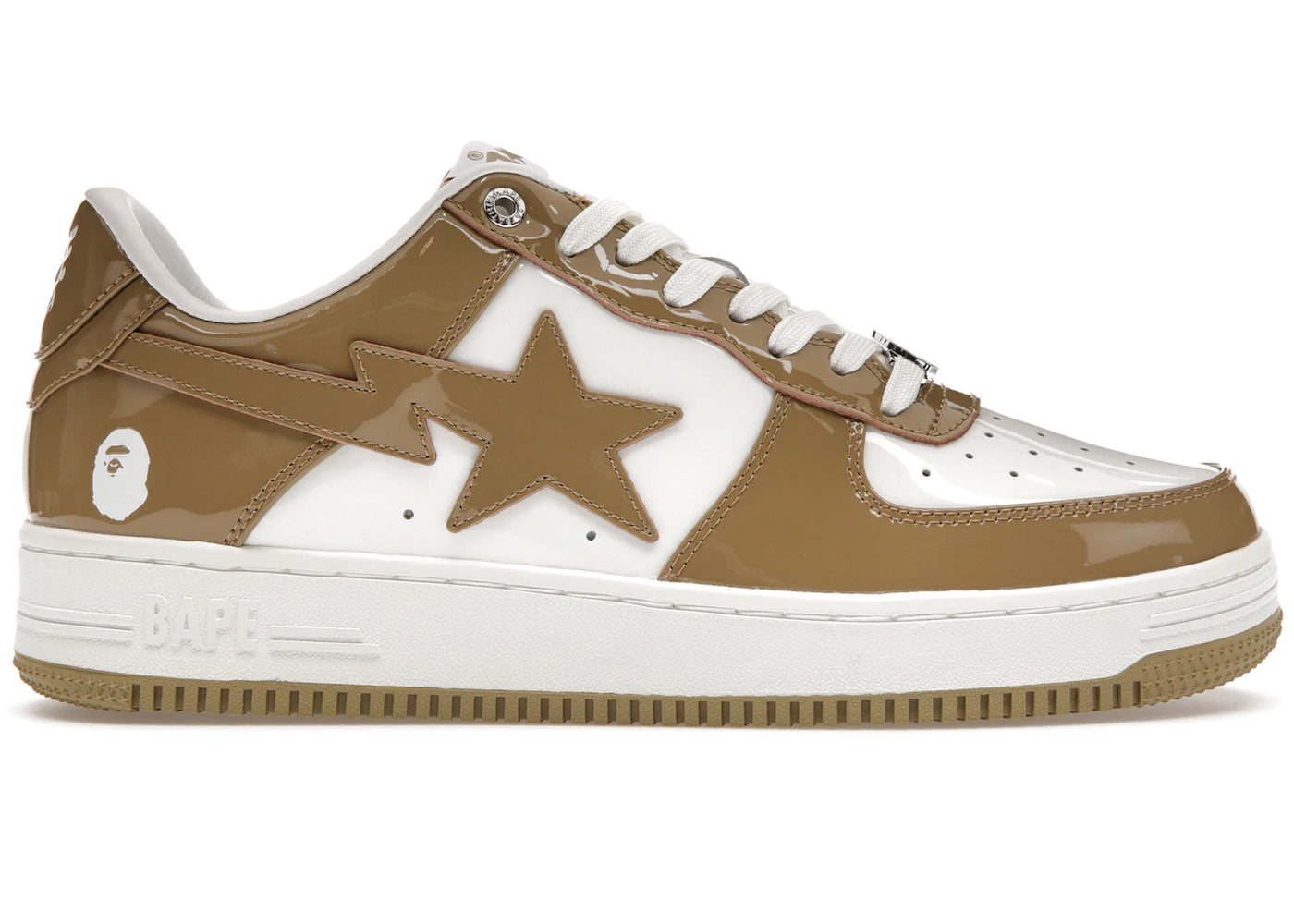 A Bathing Ape Bape Sta Patent Leather White Khaki (2023)