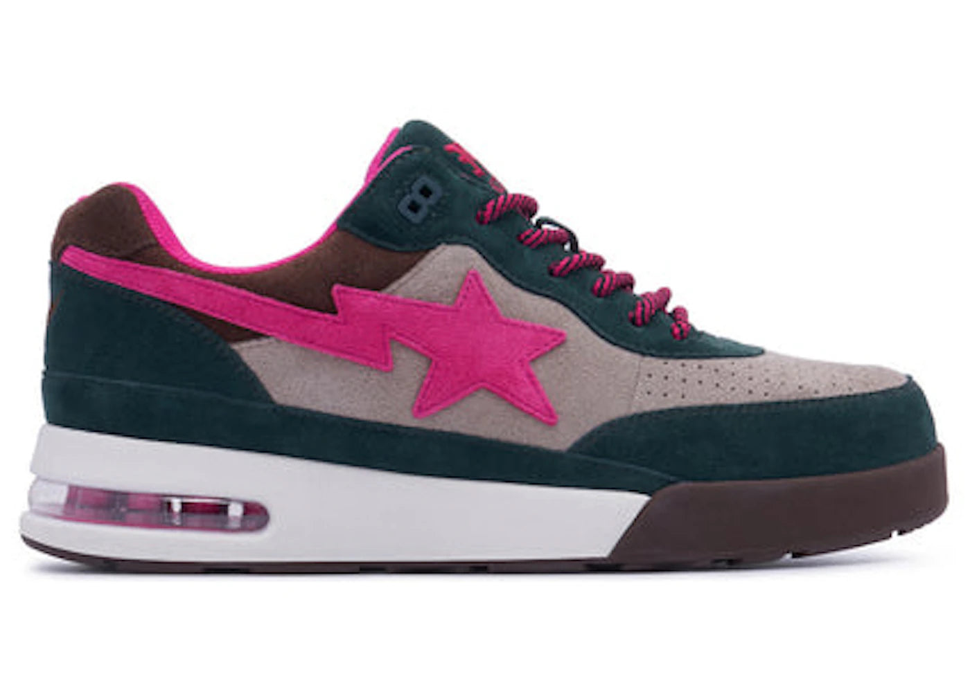 A Bathing Ape Road Sta Premium Suede Dark Green Pink Beige