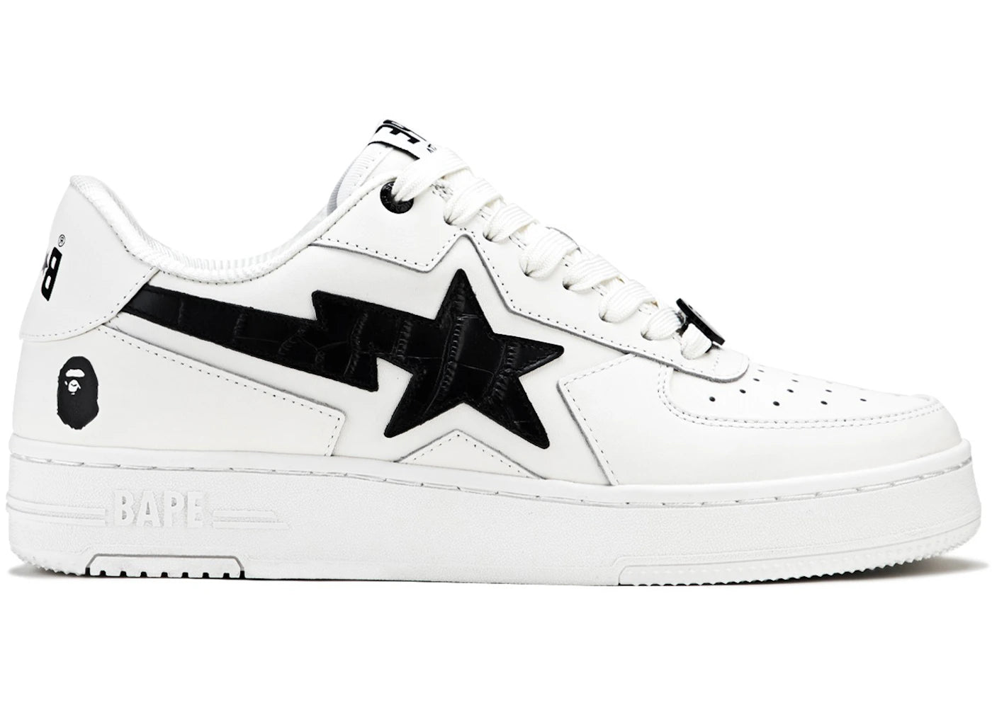 A Bathing Ape Sta Icon #1 White Black Croc