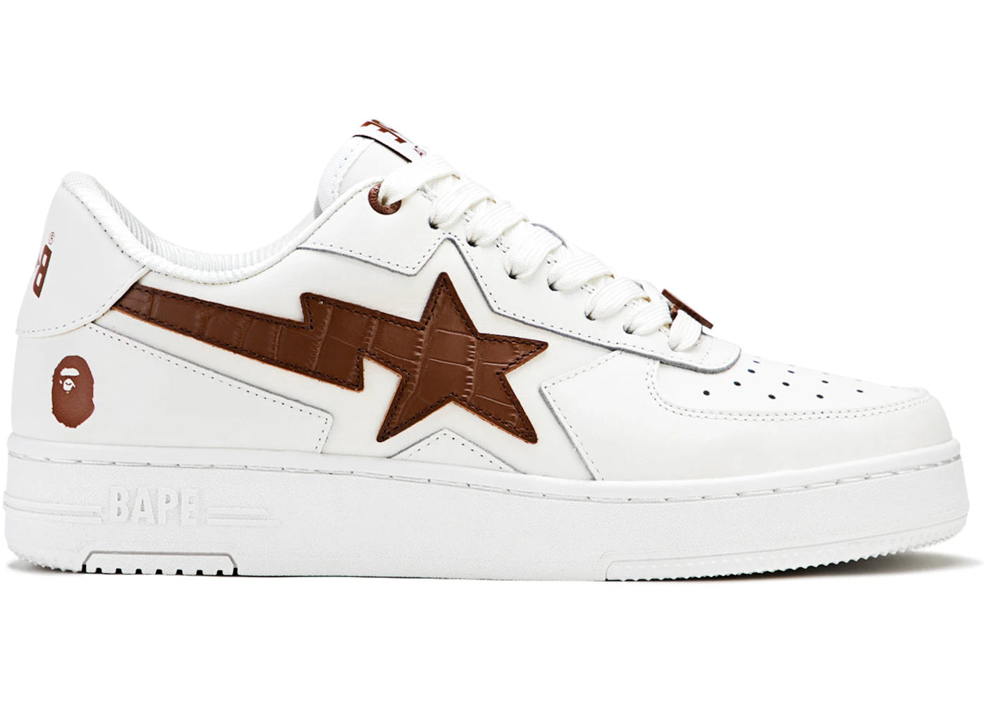A Bathing Ape Sta Icon #1 White Brown Croc
