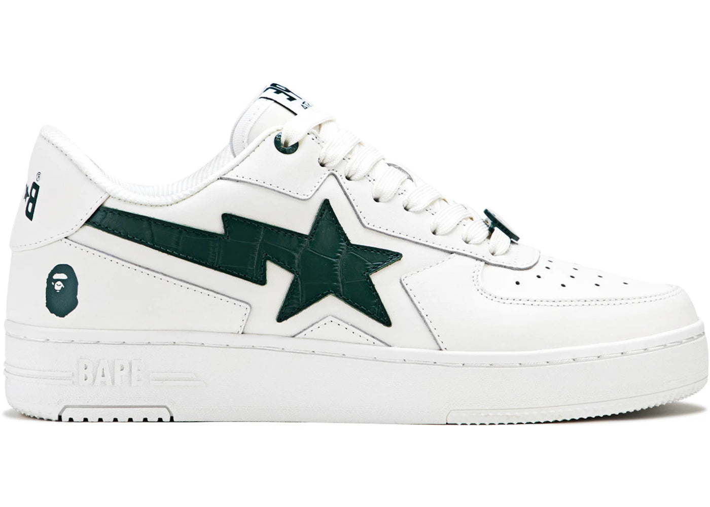 A Bathing Ape Sta Icon #1 White Green Croc