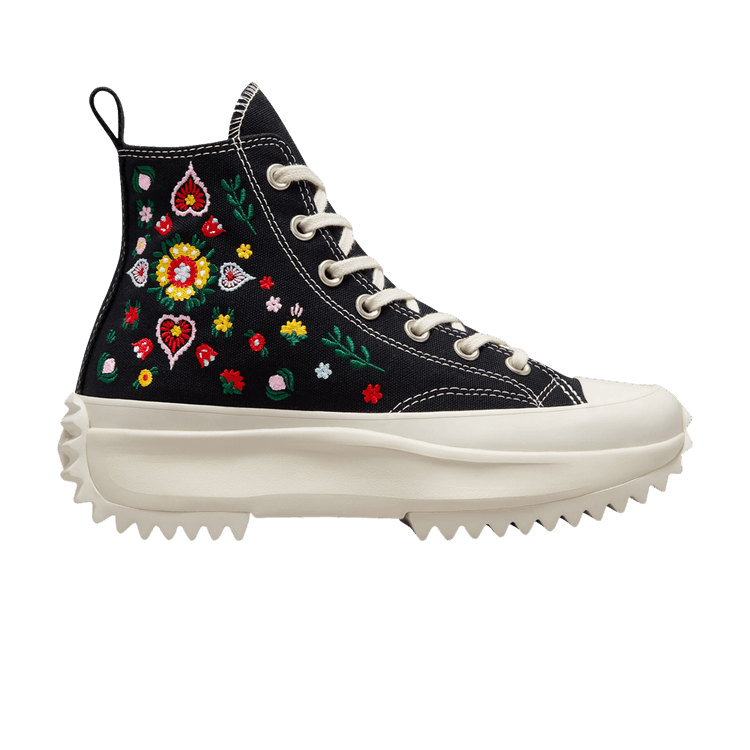 Converse Run Star Hike Hi Floral Embroidery Black