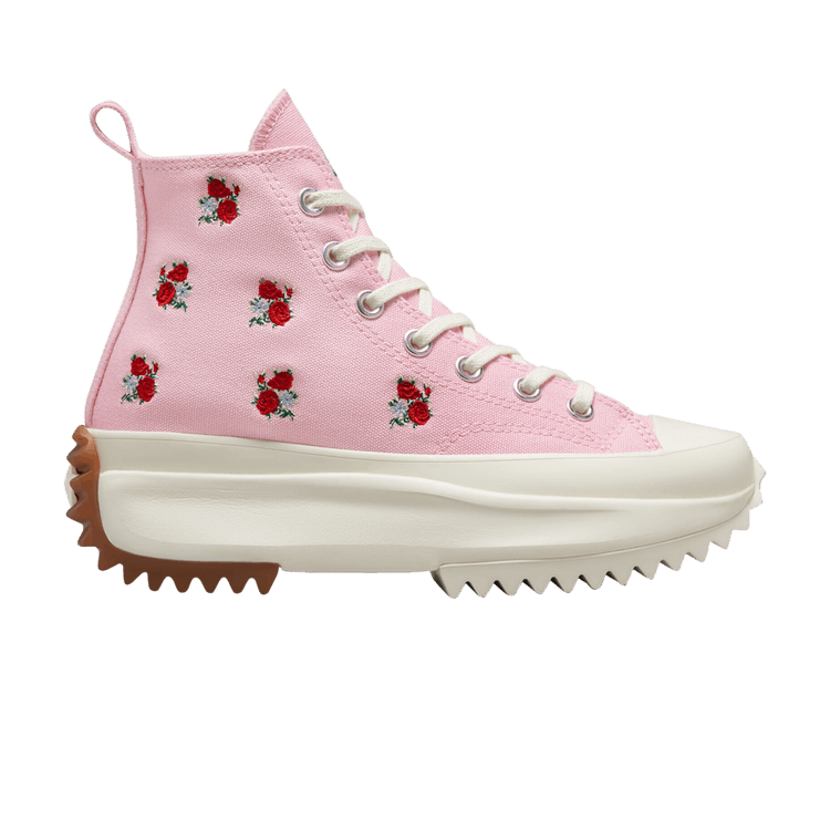 Converse Run Star Hike Platform Hi Embroidered Floral Sunrise Pink