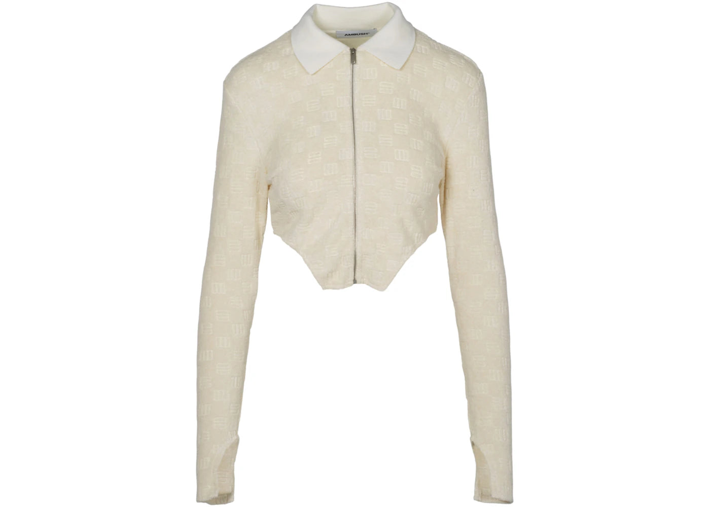Ambush Monogram Jacquard Cropped Jacket White